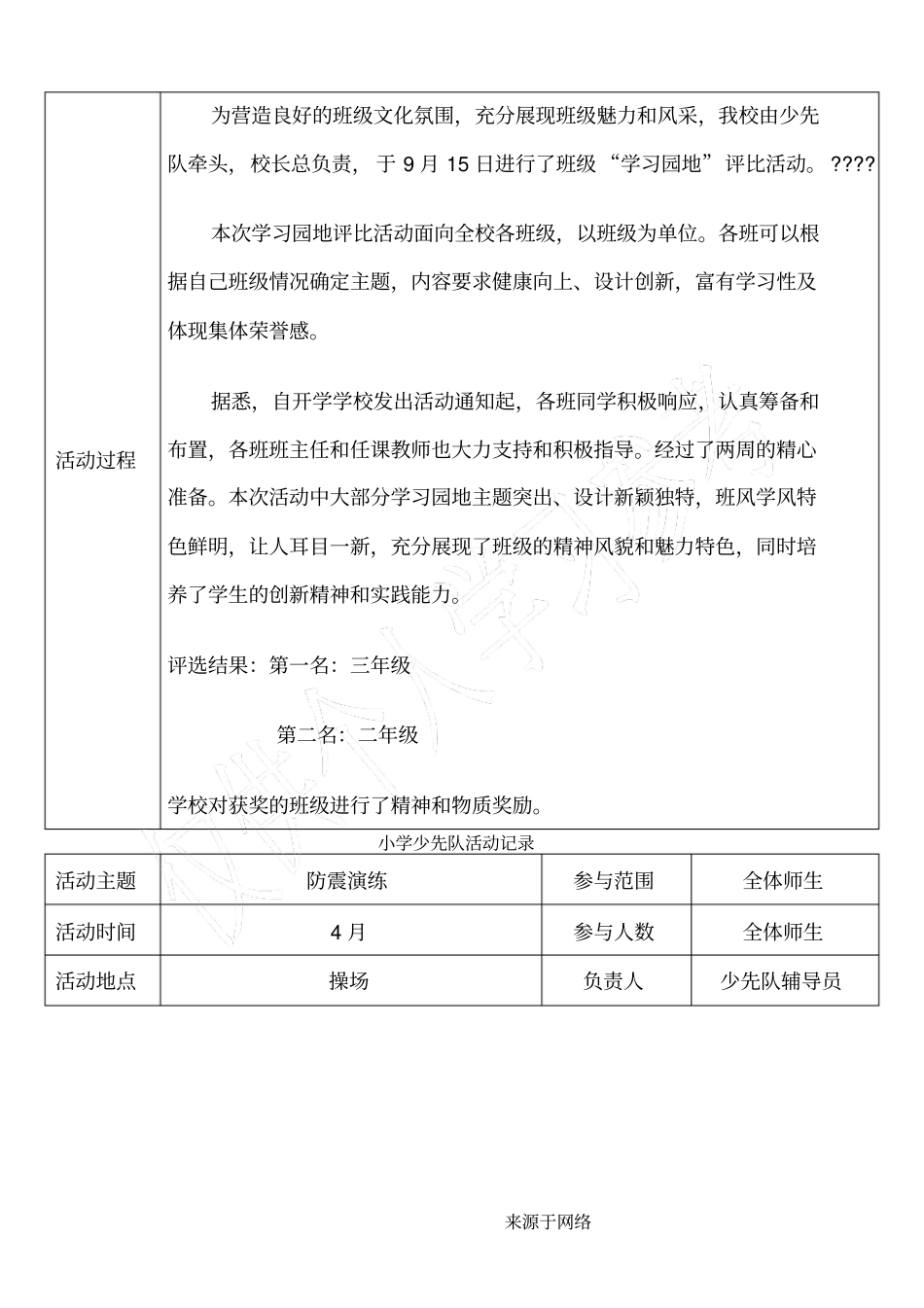 重点小学少先队活动记录3月至6月_第2页