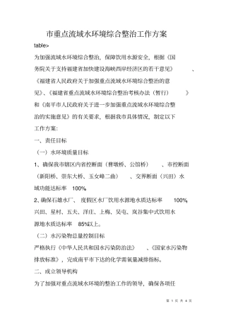 重点流域水环境综合整治工作方案