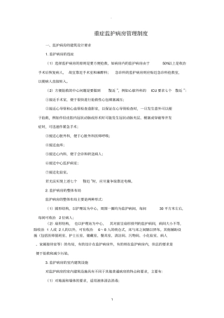 重症监护病房管理制度