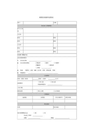 重要访客接待安排表