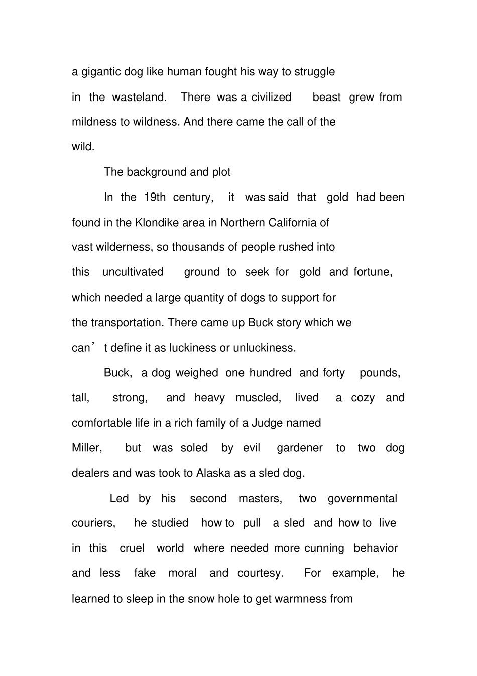 野性的呼唤英文读后感英文版_第2页