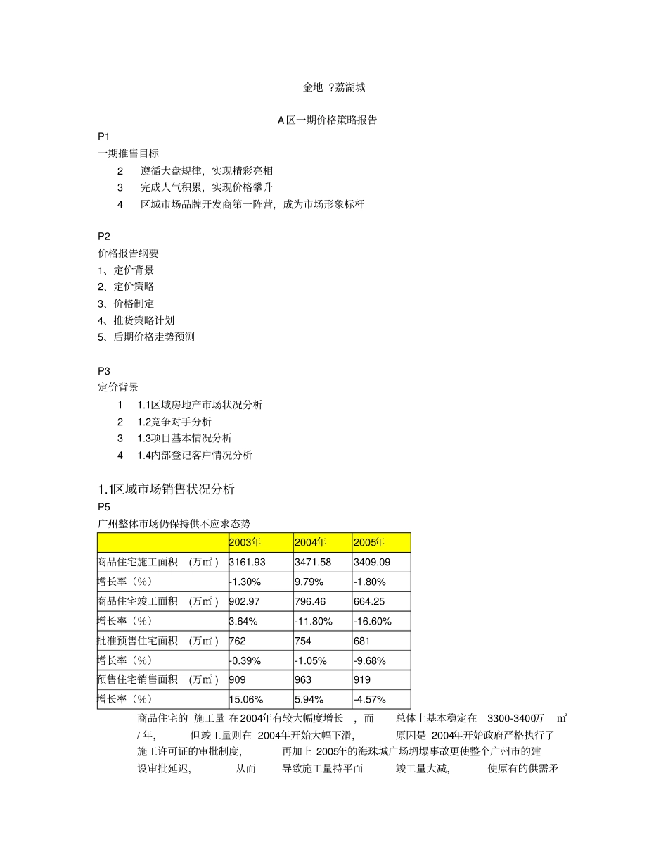 金地-荔湖城大盘项目价格策略报告_4_第1页