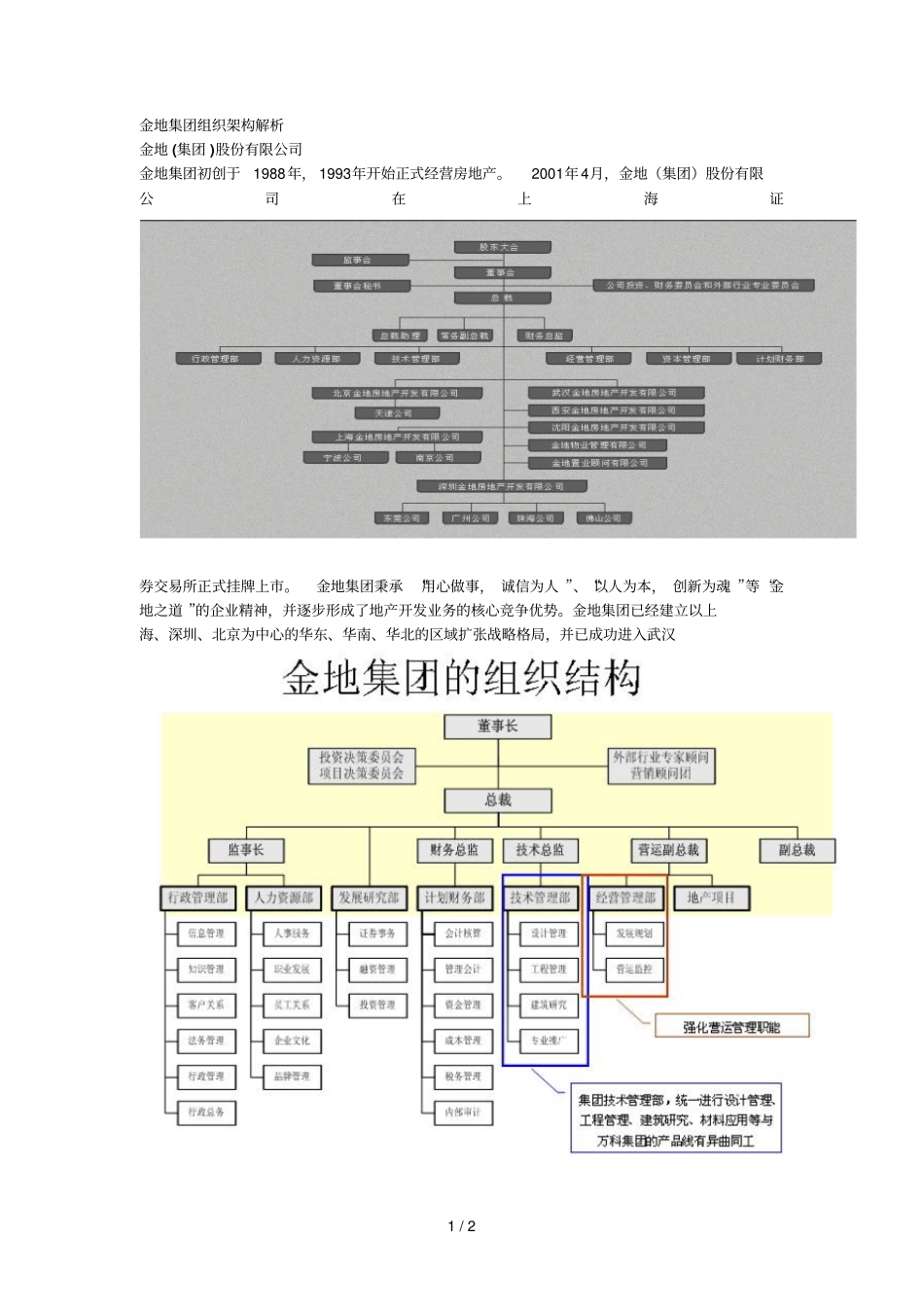 金地集团组织架构解析_第1页
