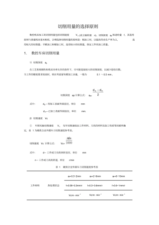 金属切削用量选择原则