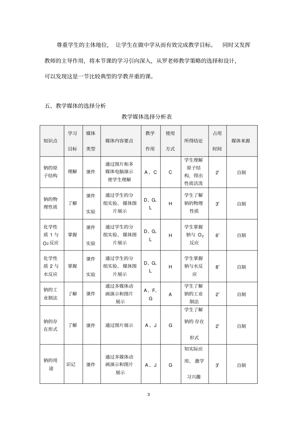 金属钠的性质教学设计资料_第3页