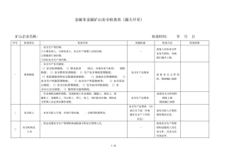 金属非金属矿山安全检查表