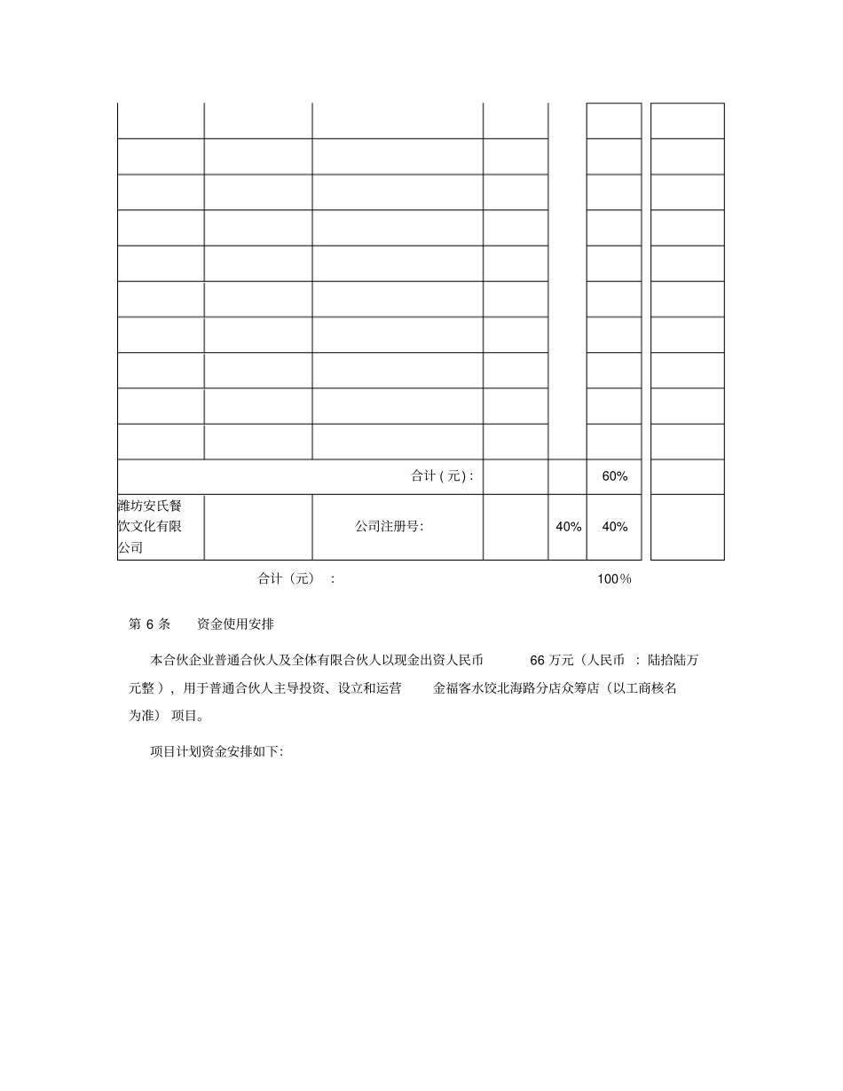 金福客水饺北海路分店众筹店合伙协议合同_第3页