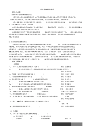 金融专硕MF冲刺练习题：金融机构体系