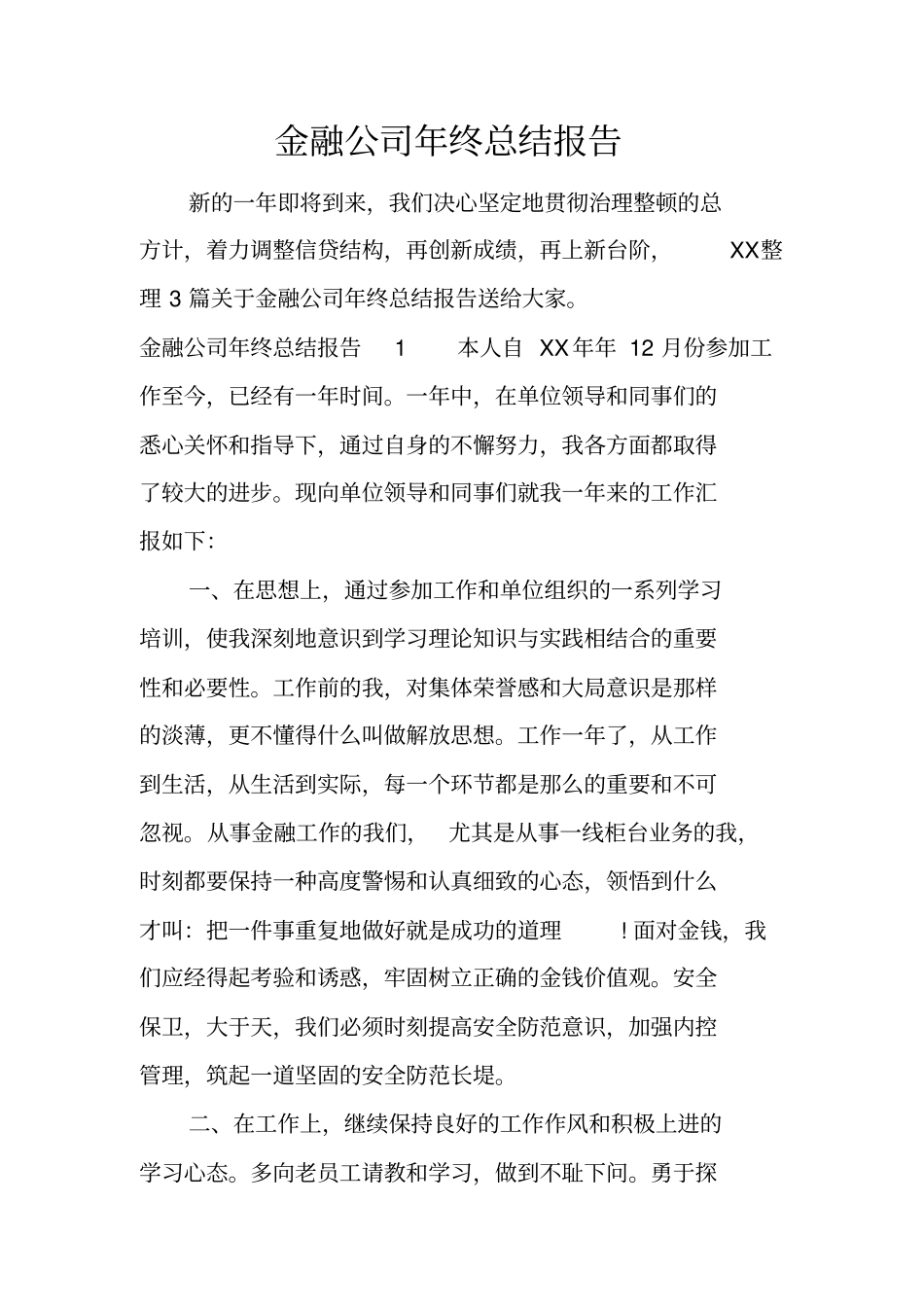 金融公司年终总结报告_第1页