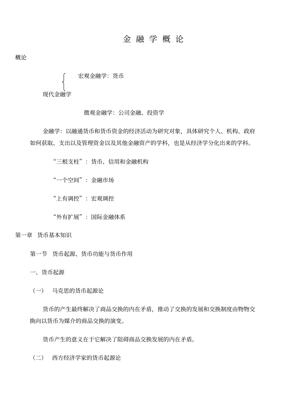 金融学概论经典期末复习笔记_第1页