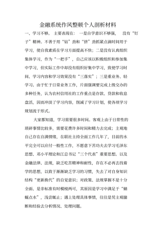 金融系统作风整顿个人剖析材料