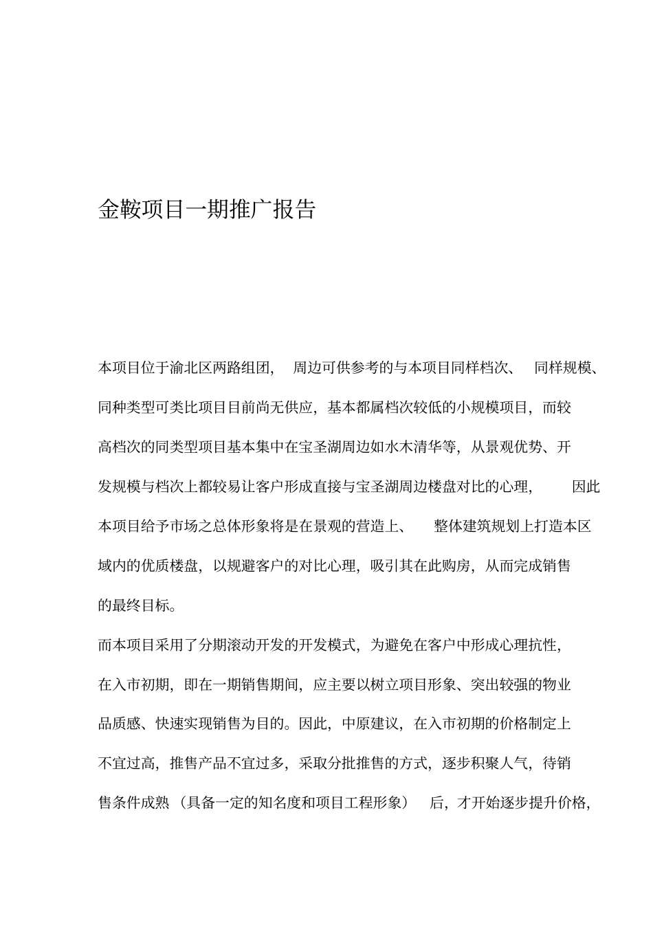 金鞍项目一期推广报告_第1页