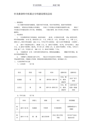 针灸推拿科中医重点专科建设情况总结