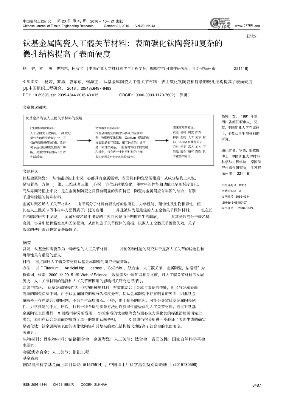 钛基金属陶瓷人工髋关节材料：表面碳化钛陶瓷和复杂的微孔结构提高了表面硬度分析_第1页