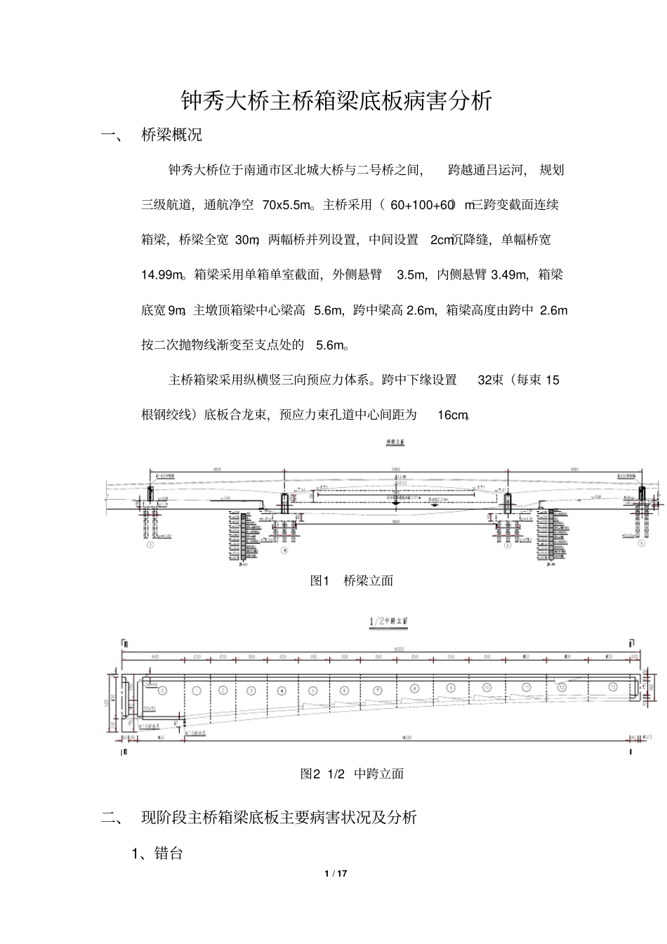 钟秀大桥底板缺陷分析_第1页