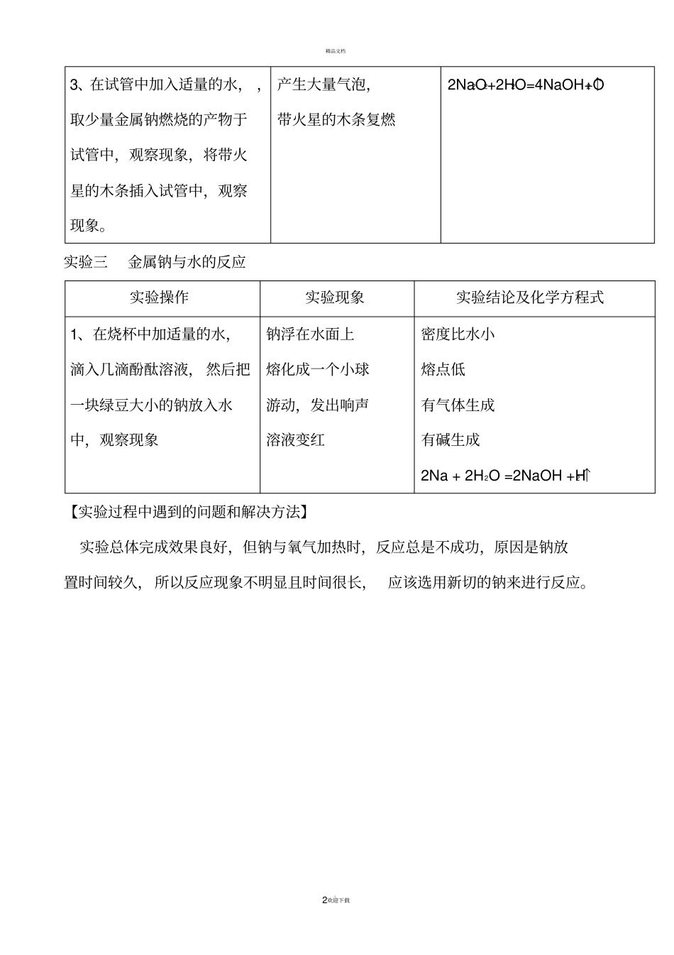 钠的性质试验试验报告_第2页