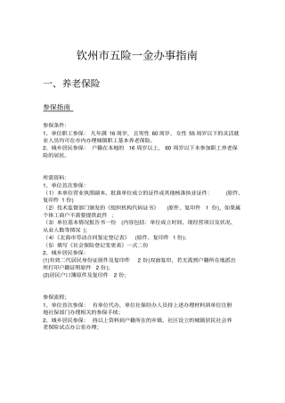 钦州五险一金办事指引