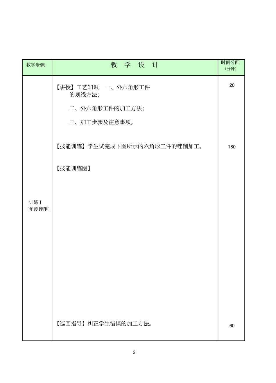钳工技能实训教学设计方案_第2页