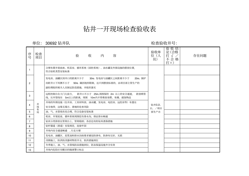 钻井一开现场检查验收表_第1页
