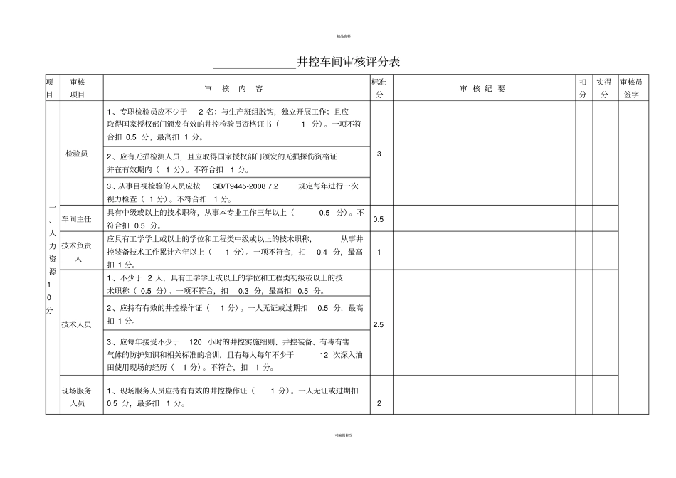 钻井井控车间资质认证审核表修改20112-_第3页