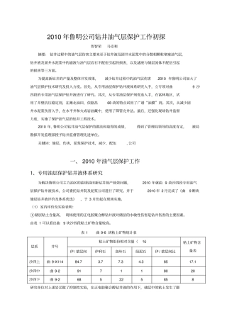 钻井油气层保护工作
