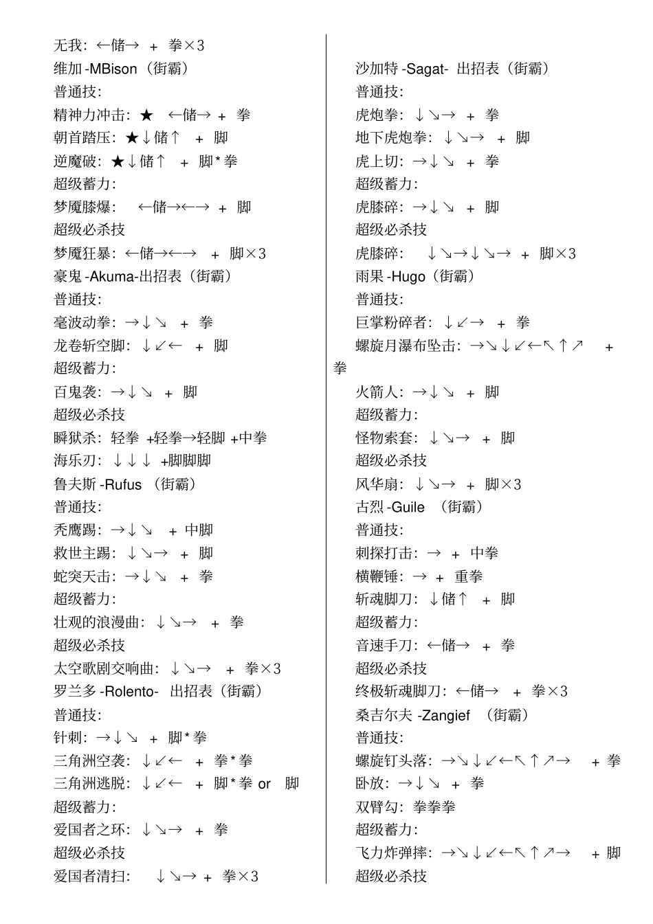 铁拳x街霸出招表_第2页