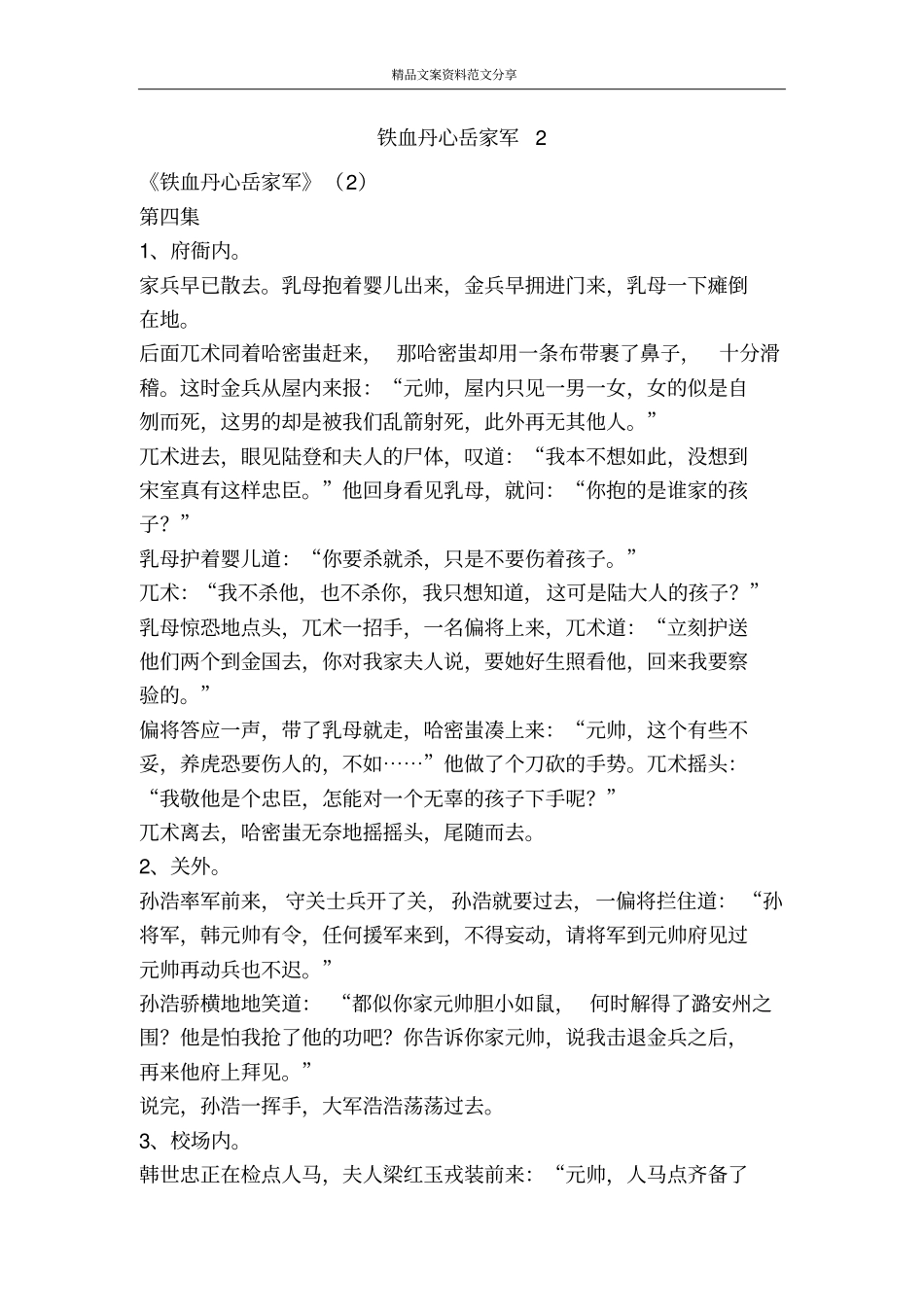 铁血丹心岳家军精品文案范文_第1页