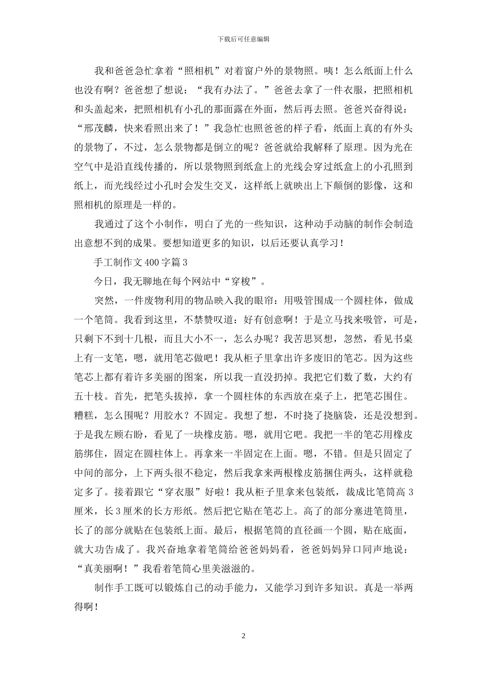 手工制作文400字合集5篇_第2页