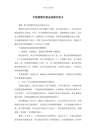手机销售年度总结报告范文