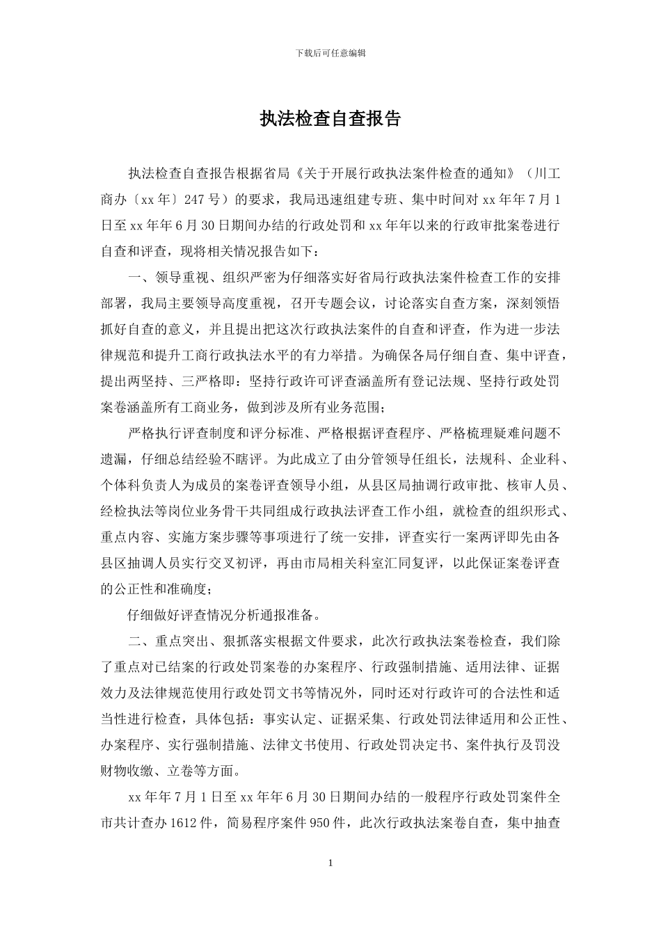 执法检查自查报告_第1页