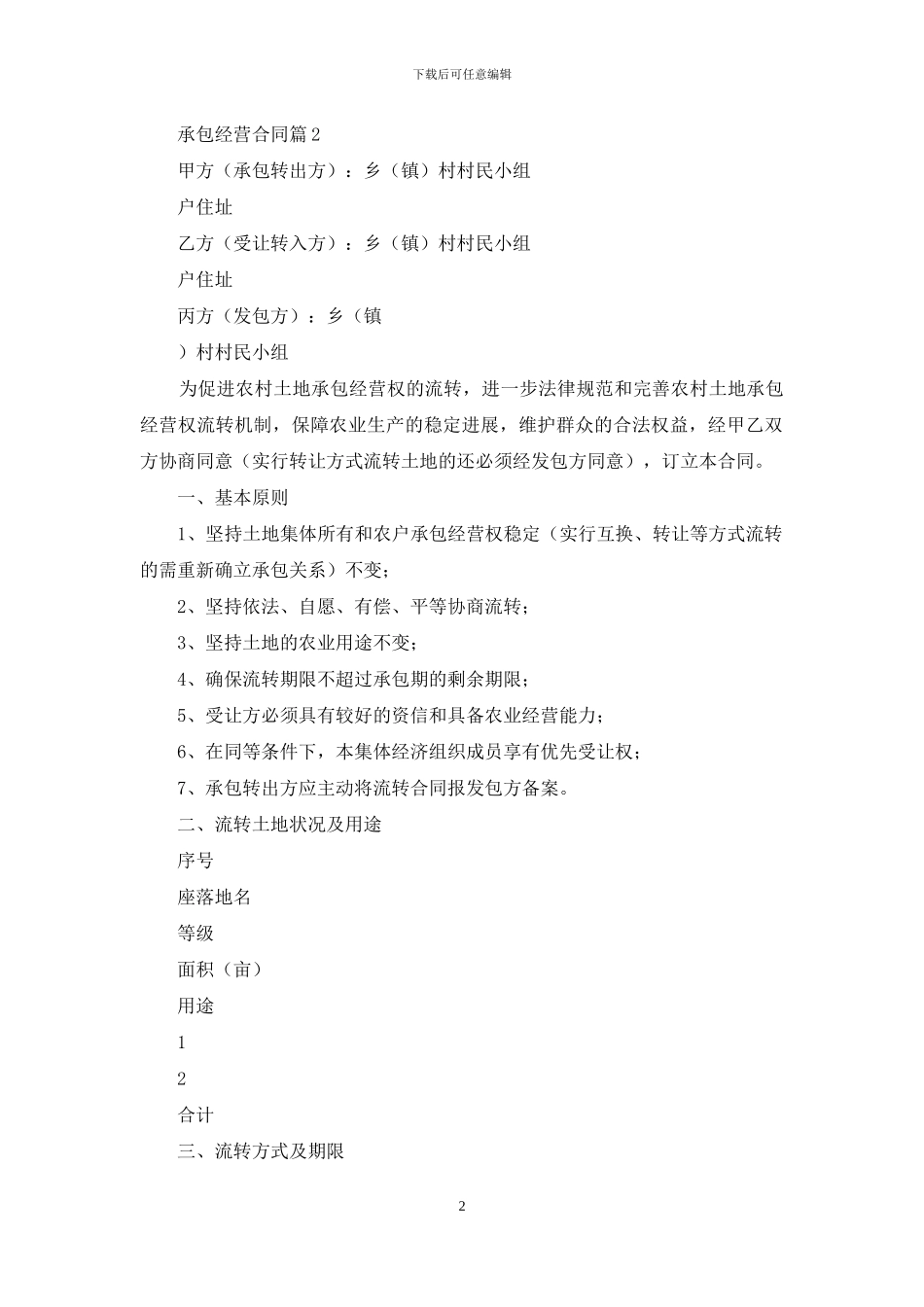 承包经营合同模板锦集六篇_第2页