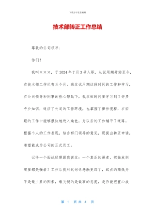 技术部转正工作总结