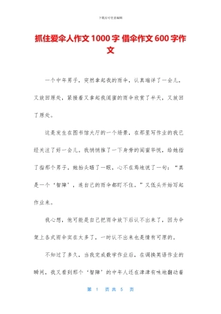 抓住爱伞人作文1000字