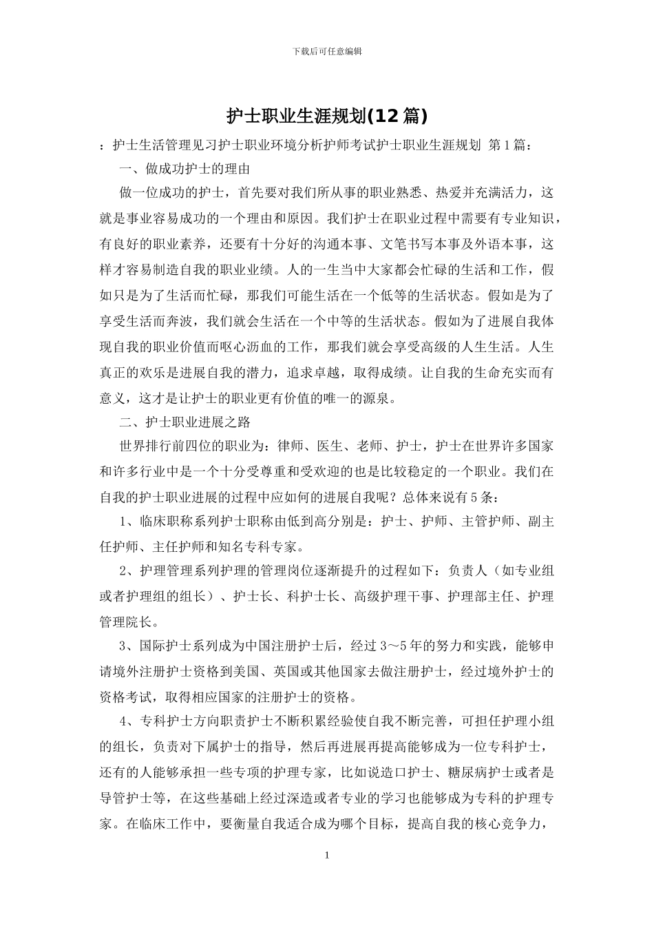 护士职业生涯规划_第1页