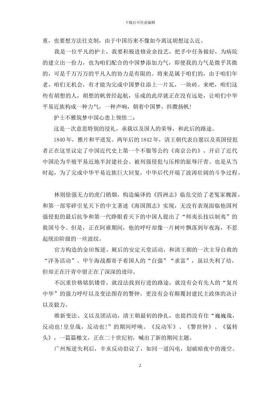 护士观筑梦中国心得体会_第2页