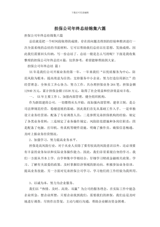 担保公司年终总结锦集六篇