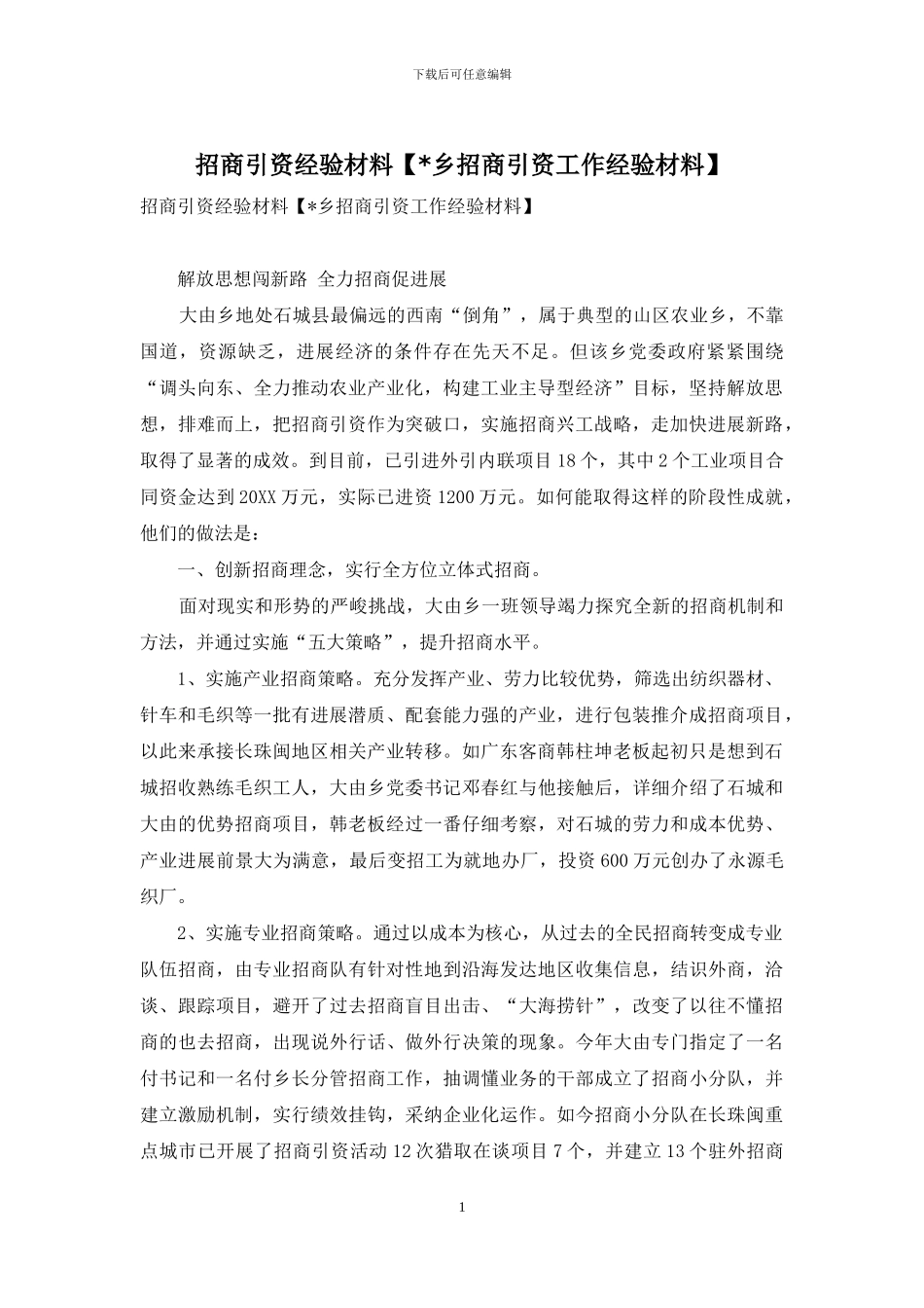 招商引资经验材料_第1页