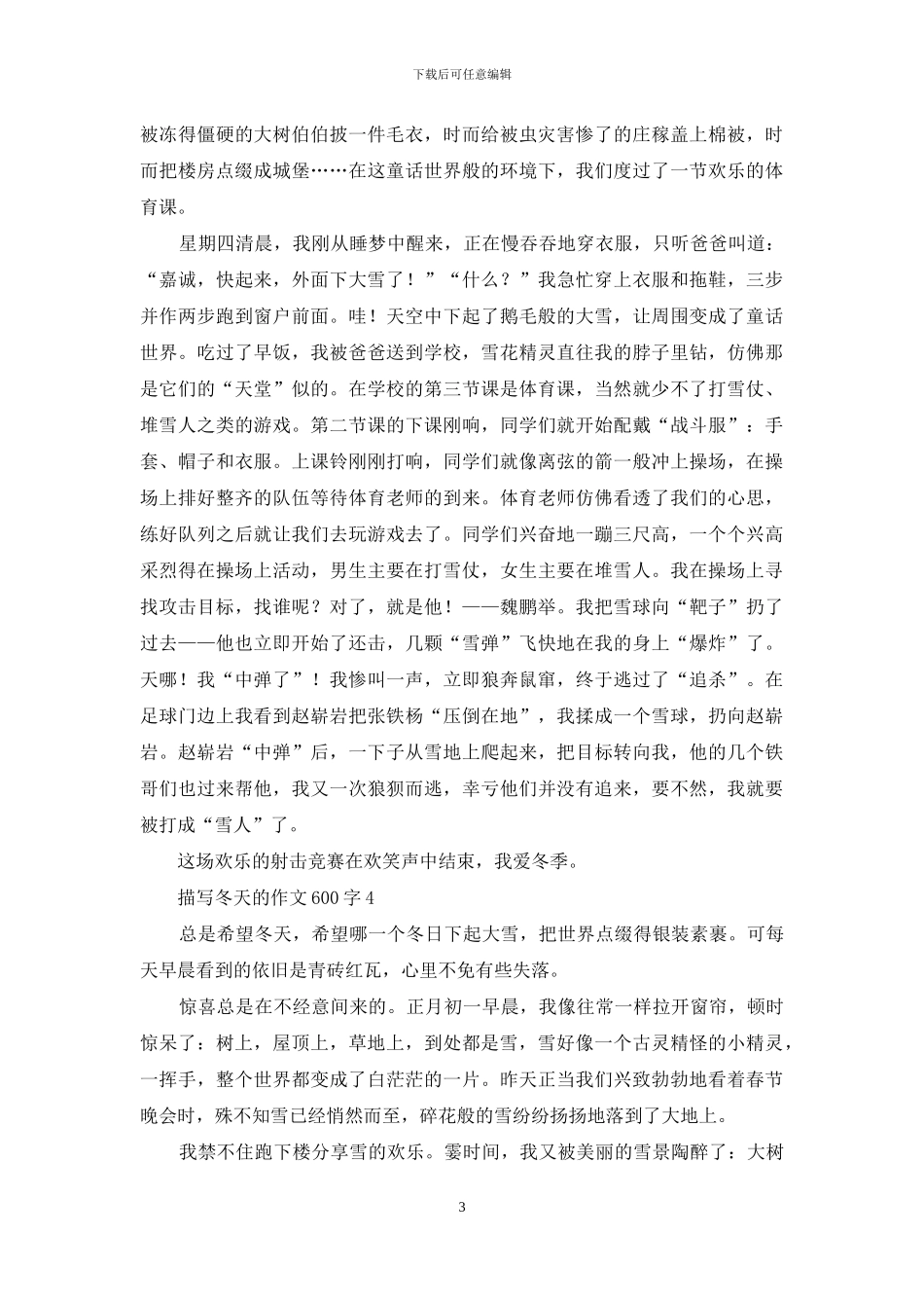 描写冬天的作文600字_第3页