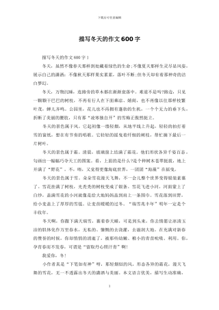 描写冬天的作文600字