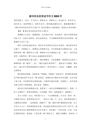 描写快乐的劳动节作文800字