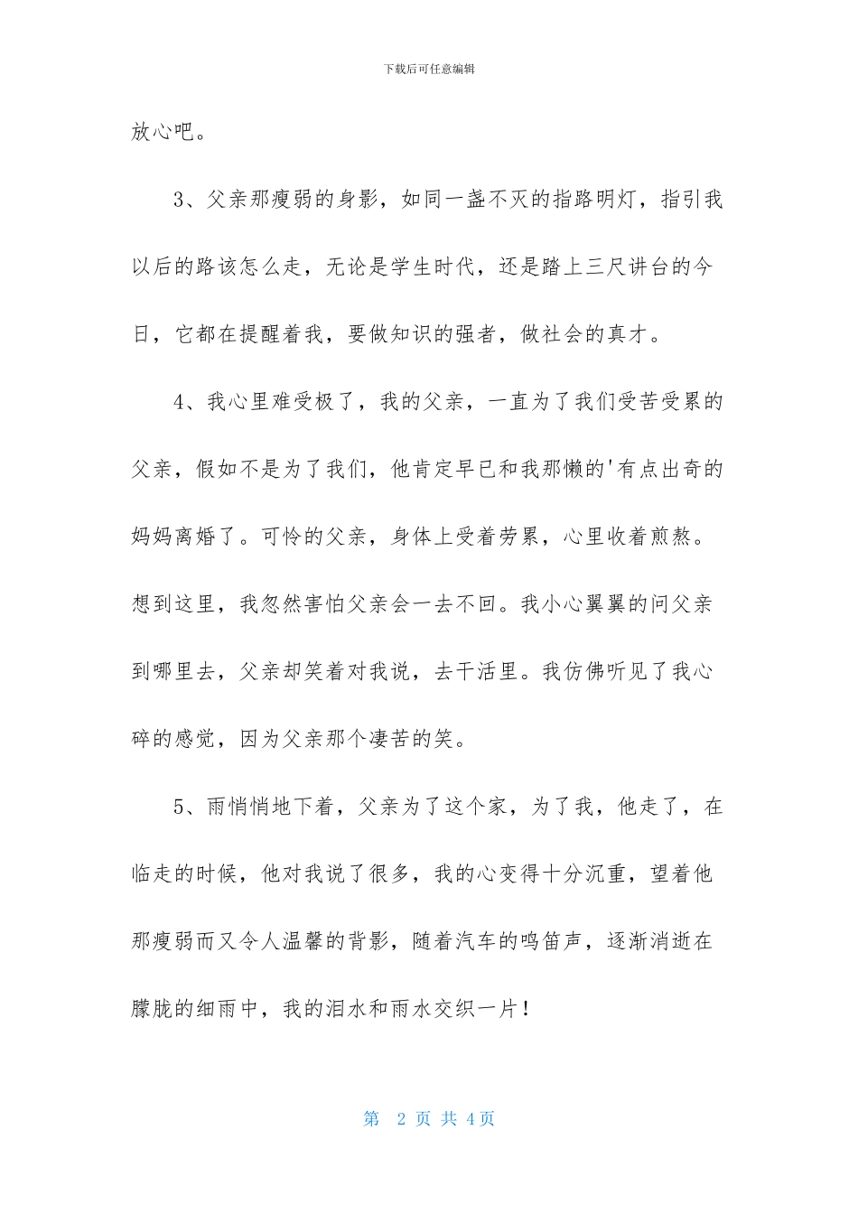 描写父亲背影的优美段落_第2页