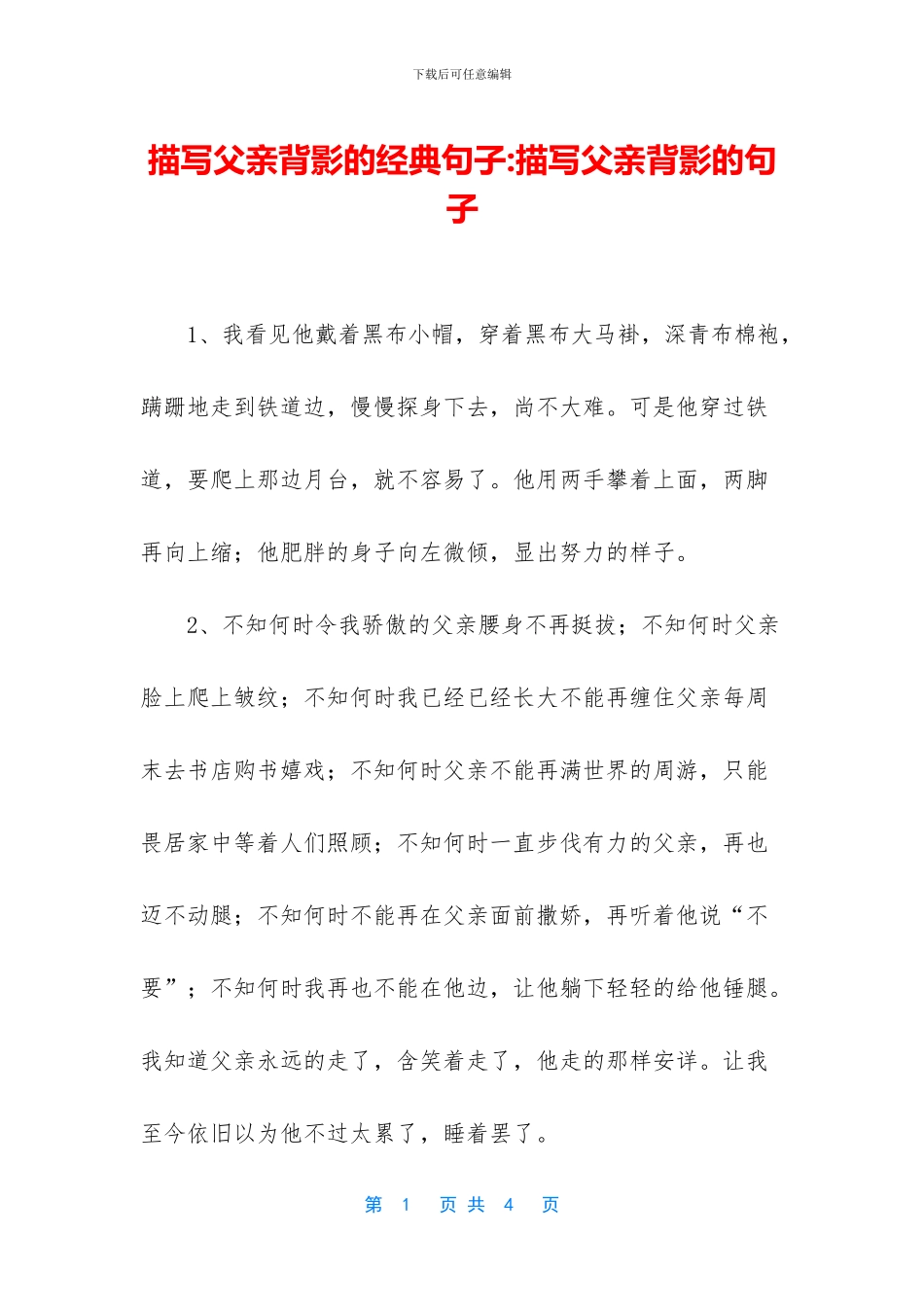 描写父亲背影的经典句子_第1页