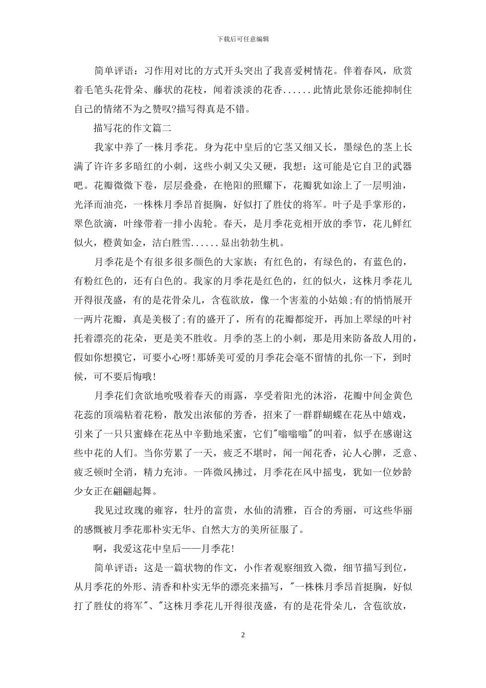描写花作文带评语_第2页