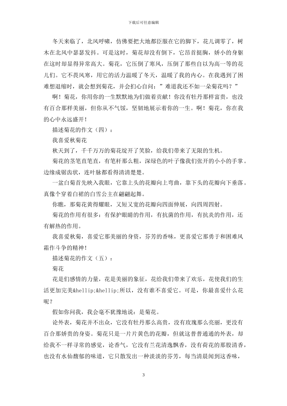 描写菊花的作文_第3页