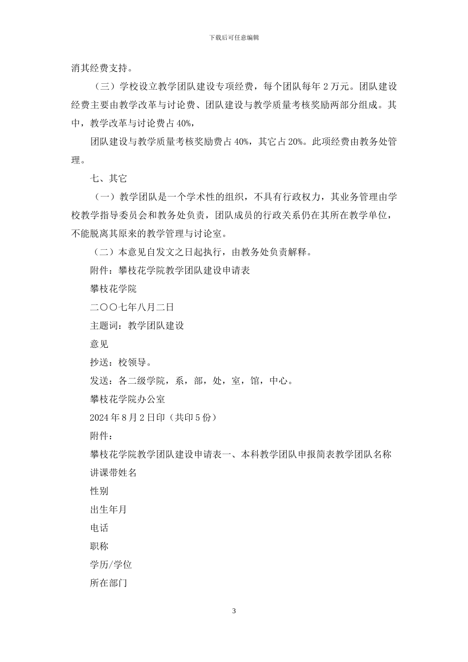 攀枝花学院对于教学团队建设若干意见_第3页