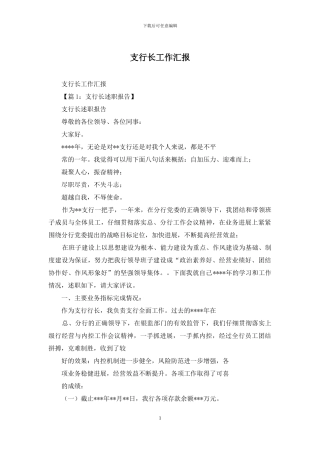 支行长工作汇报