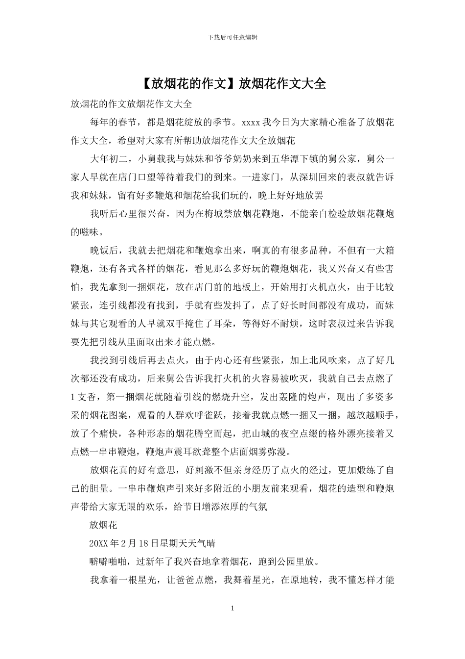 放烟花作文大全_第1页