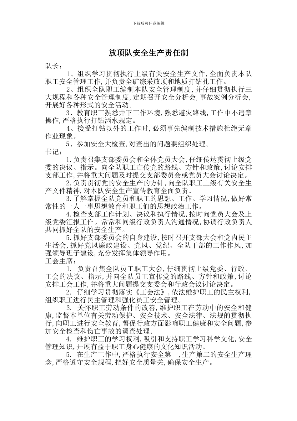 放顶队安全生产责任制_第1页
