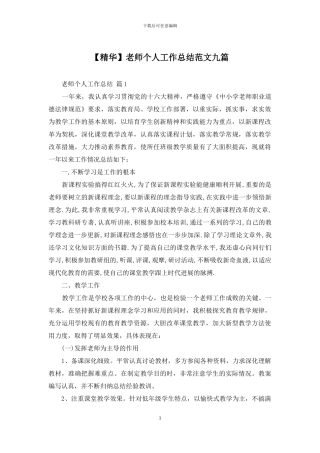 教师个人工作总结范文九篇