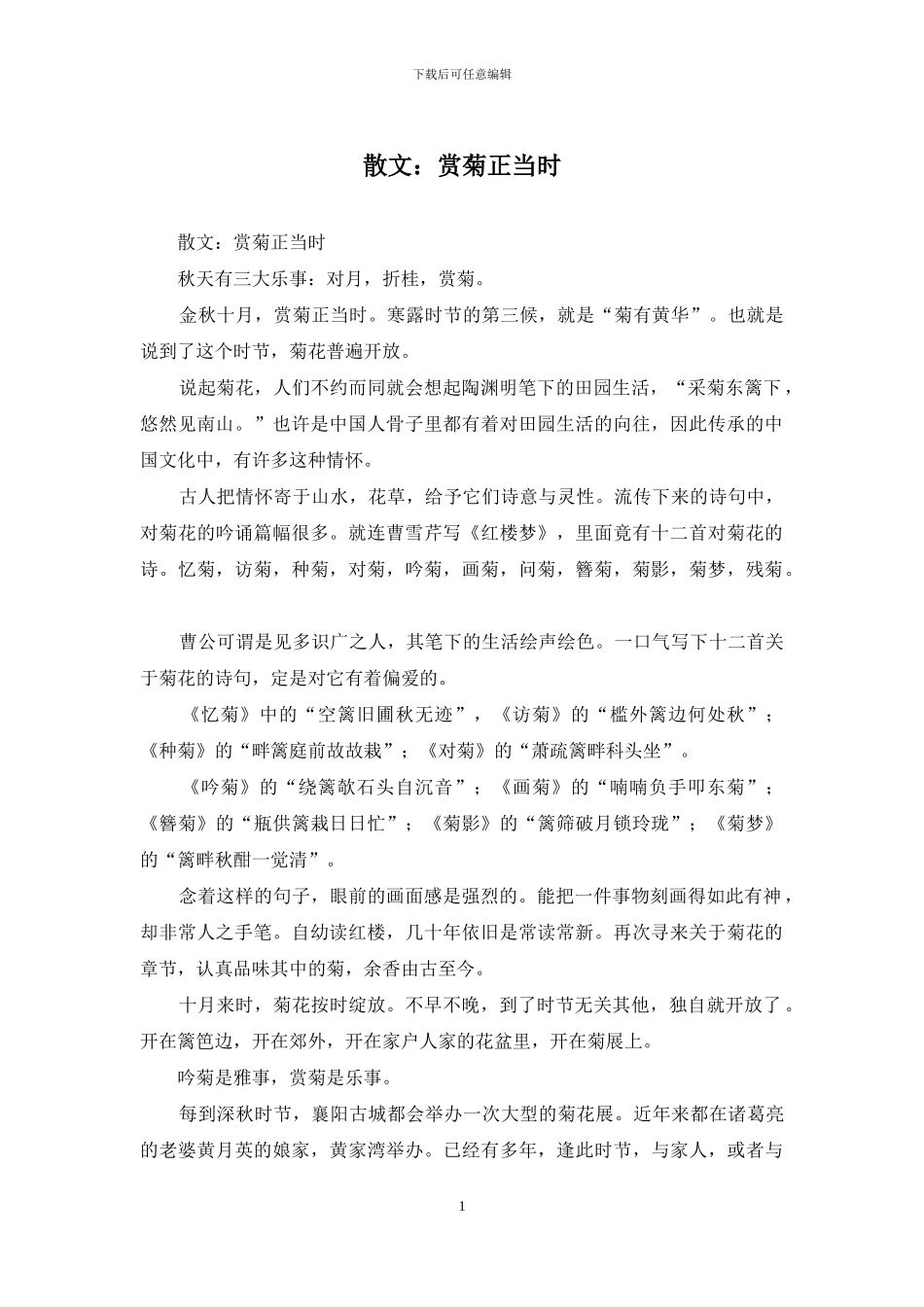 散文：赏菊正当时_第1页